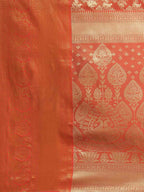 Red Art Silk Woven Zari Design Floral Saree with Unstitched Blouse - Hiral Fashion | Grocsy