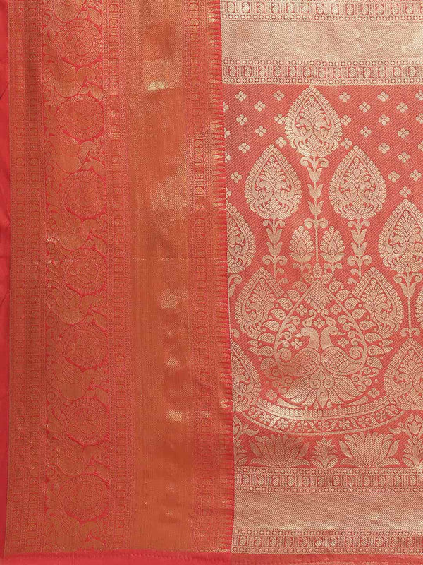 Turquoise Art Silk Woven Zari Design Floral Saree with Unstitched Blouse - Hiral Fashion | Grocsy