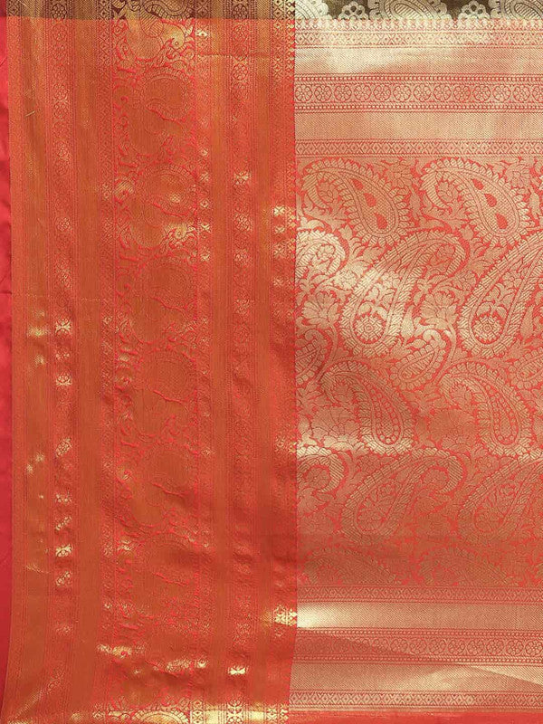 Black Art Silk Woven Zari Design Floral Saree with Unstitched Blouse - Hiral Fashion | Grocsy