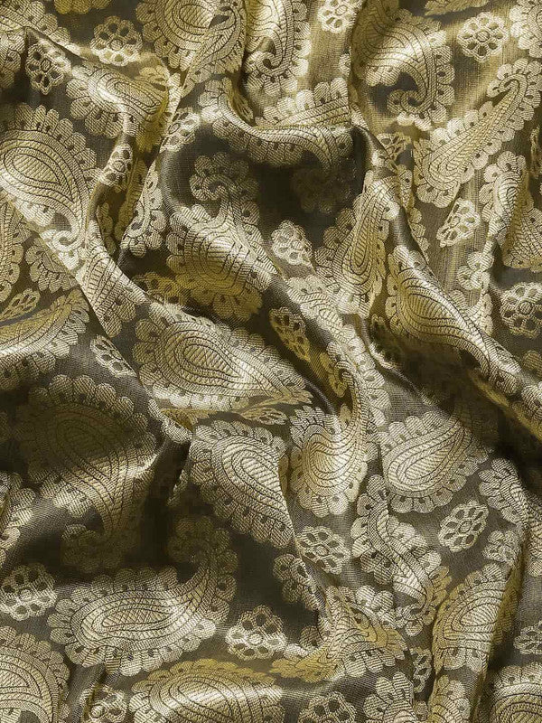 Black Art Silk Woven Zari Design Floral Saree with Unstitched Blouse - Hiral Fashion | Grocsy