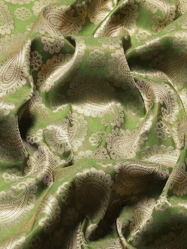Green Art Silk Woven Zari Design Floral Saree with Unstitched Blouse - Hiral Fashion | Grocsy
