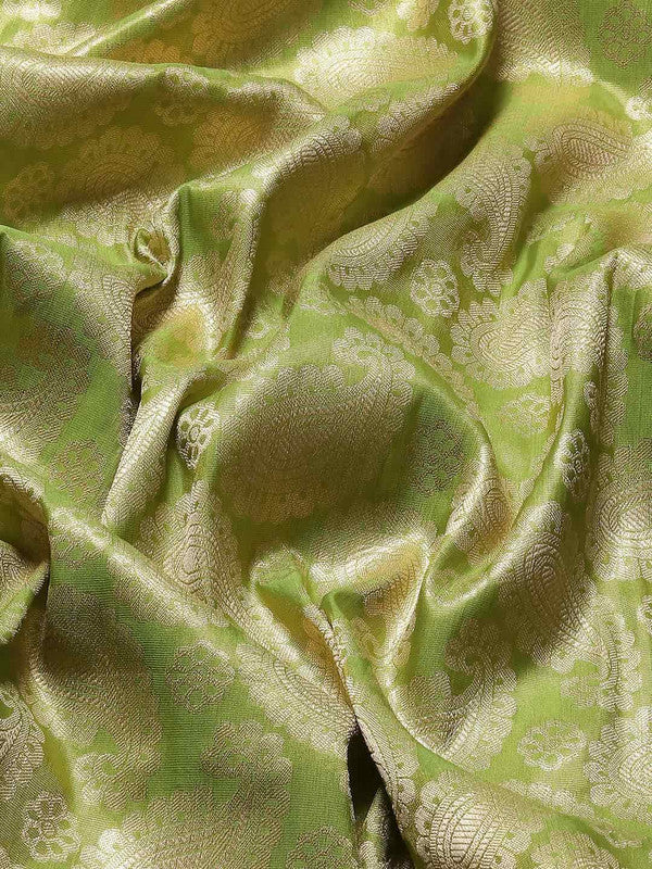 Green Art Silk Woven Zari Design Floral Saree with Unstitched Blouse - Hiral Fashion | Grocsy