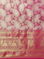 Pink Art Silk Woven Zari Design Floral Saree with Unstitched Blouse - Hiral Fashion | Grocsy
