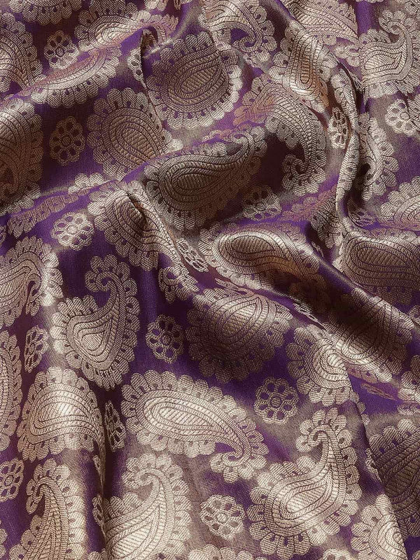Purple Art Silk Woven Zari Design Floral Saree with Unstitched Blouse - Hiral Fashion | Grocsy