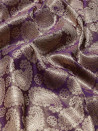Purple Art Silk Woven Zari Design Floral Saree with Unstitched Blouse - Hiral Fashion | Grocsy