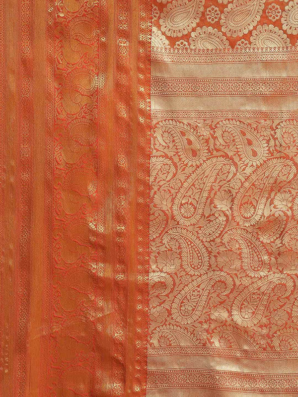 Yellow Art Silk Woven Zari Design Floral Saree with Unstitched Blouse - Hiral Fashion | Grocsy