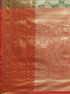 Turquoise Art Silk Woven Zari Design Floral Saree with Unstitched Blouse - Hiral Fashion | Grocsy