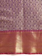 Purple Brocade Woven Zari Design Ethnic Motifs Saree with Unstitched Blouse - Hiral Fashion | Grocsy