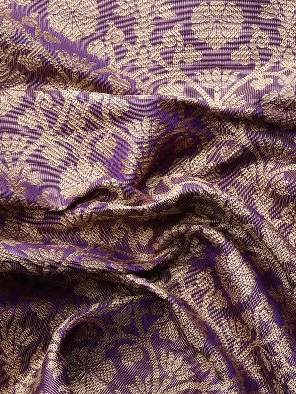 Purple Brocade Woven Zari Design Ethnic Motifs Saree with Unstitched Blouse - Hiral Fashion | Grocsy