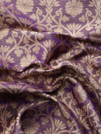 Purple Brocade Woven Zari Design Ethnic Motifs Saree with Unstitched Blouse - Hiral Fashion | Grocsy
