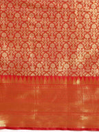 Red Brocade Woven Zari Design Ethnic Motifs Saree with Unstitched Blouse - Hiral Fashion | Grocsy