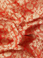 Red Brocade Woven Zari Design Ethnic Motifs Saree with Unstitched Blouse - Hiral Fashion | Grocsy