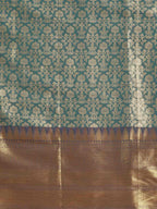 Turquoise Brocade Woven Zari Design Ethnic Motifs Saree with Unstitched Blouse - Hiral Fashion | Grocsy
