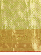 Green Brocade Woven Zari Design Striped Saree with Unstitched Blouse - Hiral Fashion | Grocsy