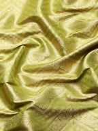 Green Brocade Woven Zari Design Striped Saree with Unstitched Blouse - Hiral Fashion | Grocsy