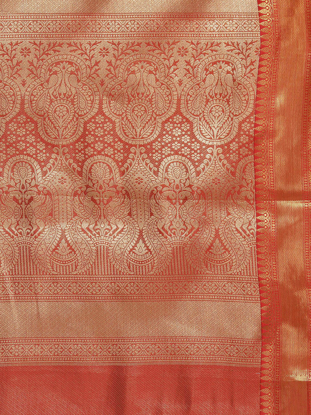 Pink Brocade Woven Zari Design Striped Saree with Unstitched Blouse - Hiral Fashion | Grocsy