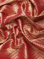 Pink Brocade Woven Zari Design Striped Saree with Unstitched Blouse - Hiral Fashion | Grocsy