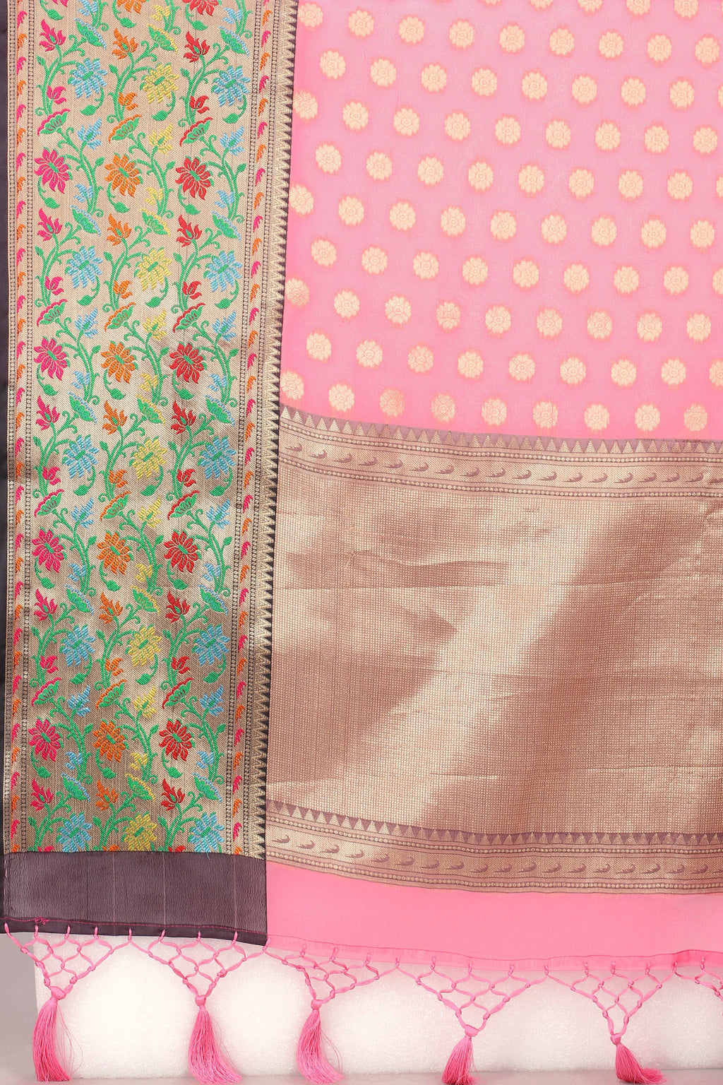 Hiral Fashion Pink Banarasi Art Silk Woven Design Saree | Grocsy