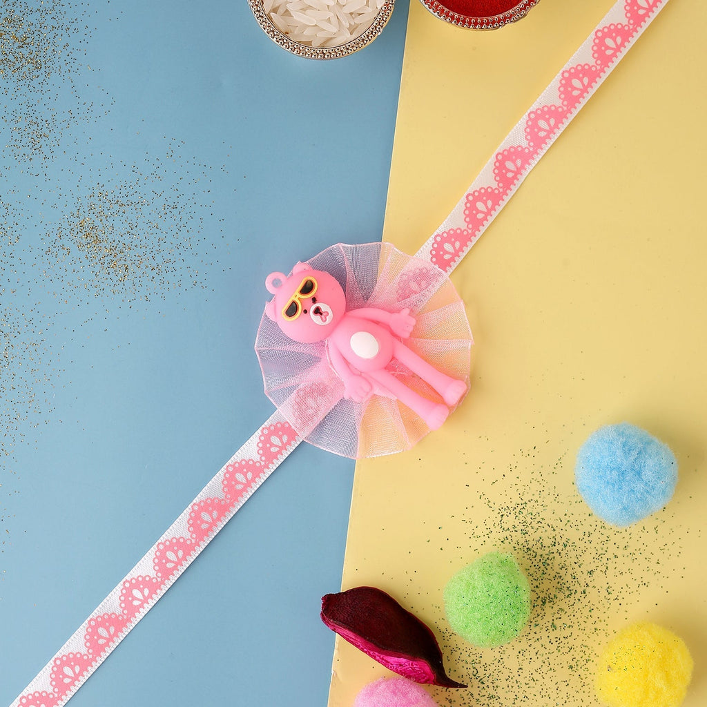 trueBrowns X Voylla Adorable Pink Teddy Bear Rakhi With Roli Chaawal Pack | Grocsy