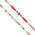 trueBrowns X Voylla Set of 2 Floral Pearl Beads Studded Rakhi | Grocsy