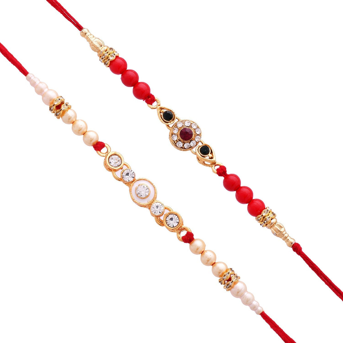 trueBrowns X Voylla Set of 2 Floral Pearl Beads Studded Rakhi | Grocsy