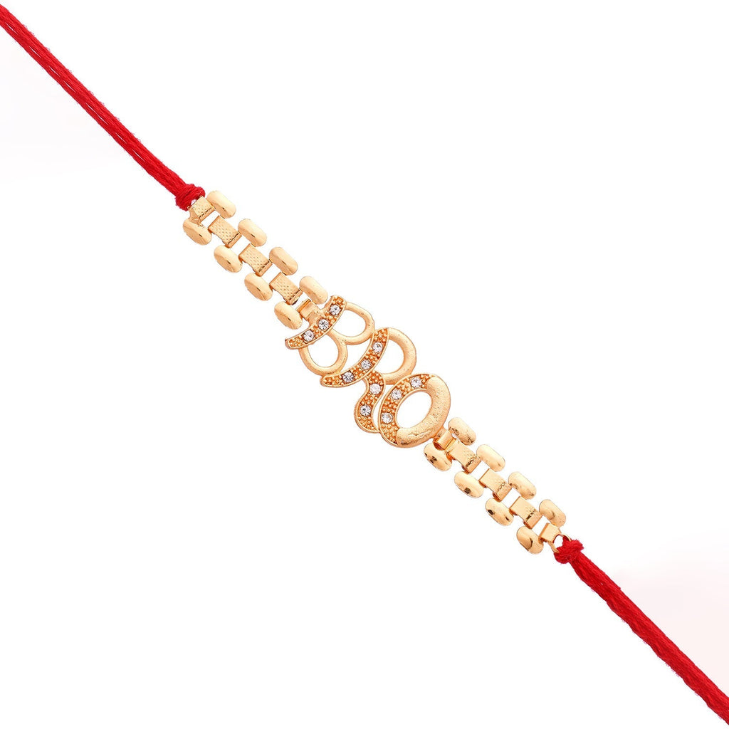 trueBrowns X Voylla Bro A Gem Embellished Gold Tone Rakhi | Grocsy