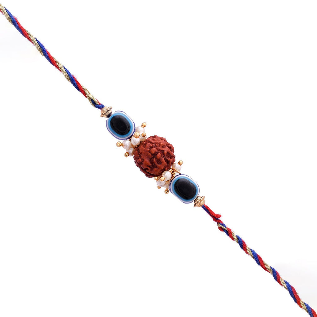 trueBrowns X Voylla Evil Eye Beaded Rakhi Embellished With Rudraksha | Grocsy