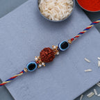 trueBrowns X Voylla Evil Eye Beaded Rakhi Embellished With Rudraksha | Grocsy