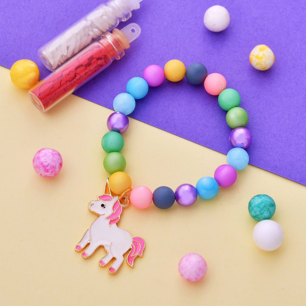 trueBrowns X Voylla Pink Unicorn Kids Convertible Rakhi with Colorful Beads | Grocsy