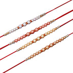 trueBrowns X Voylla Set of 4 Pearl Beads Embellished Flamboyant Rakhi | Grocsy