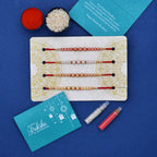 trueBrowns X Voylla Set of 4 Pearl Beads Embellished Flamboyant Rakhi | Grocsy
