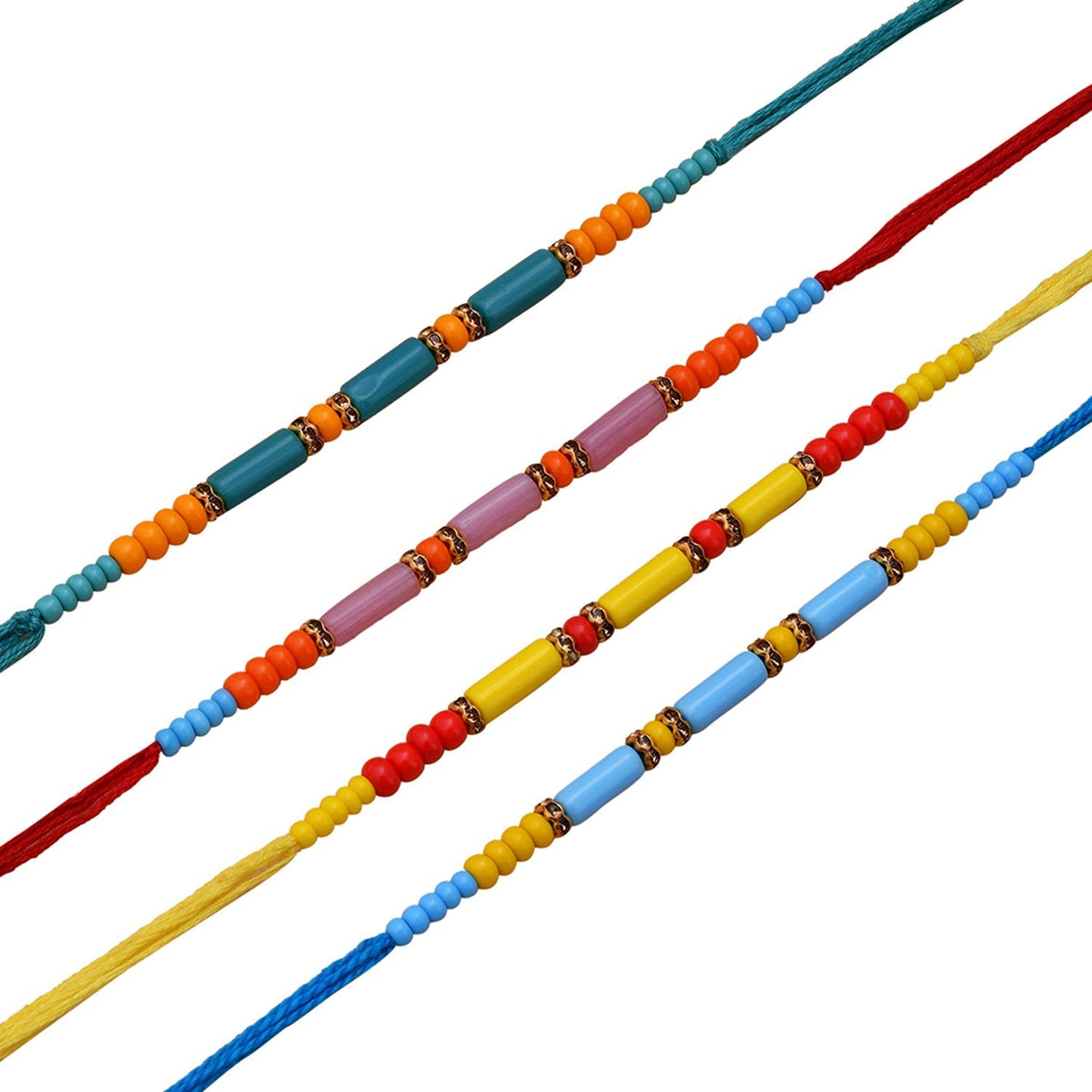trueBrowns X Voylla Set of 4 Colorful Beads embedded Rakhi | Grocsy