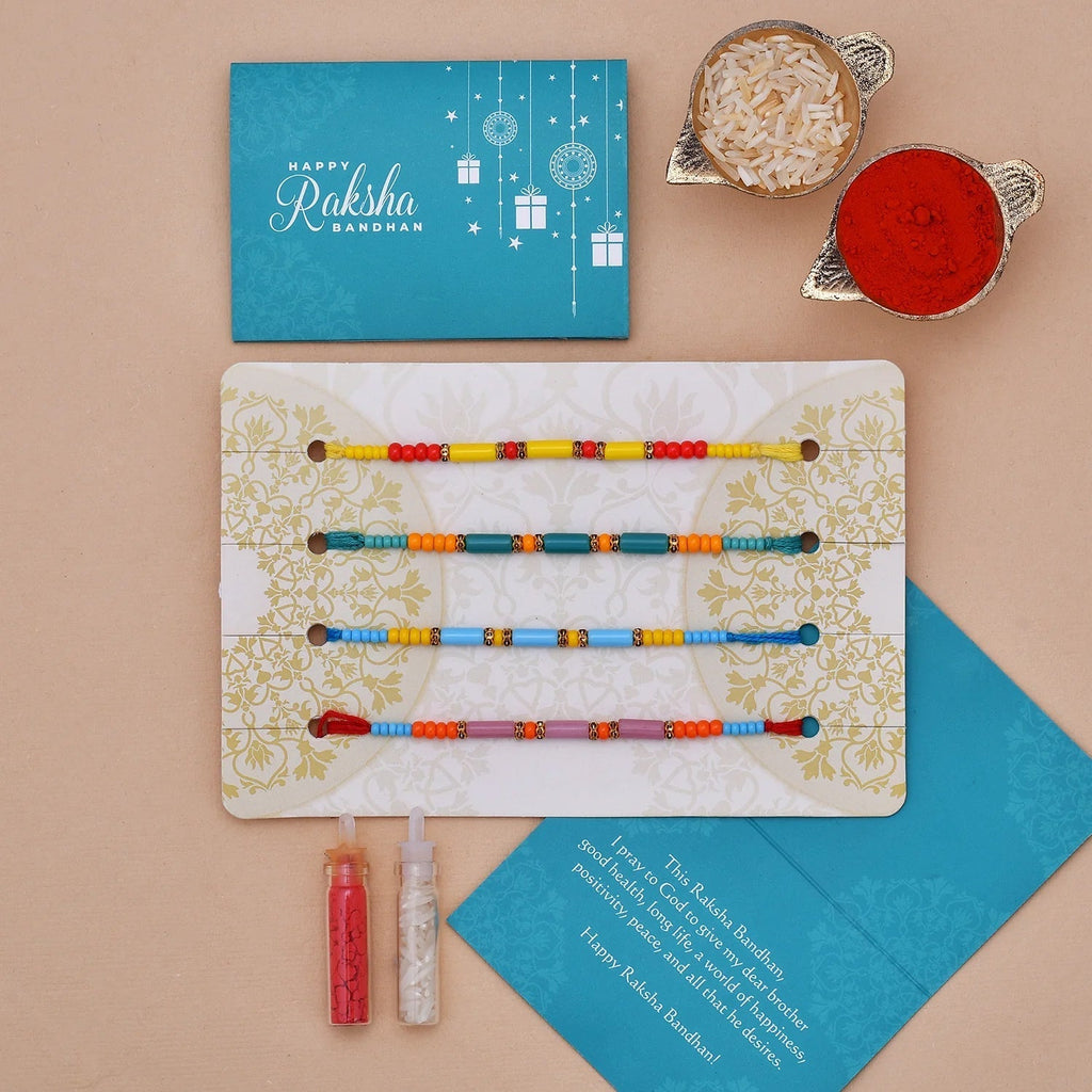 trueBrowns X Voylla Set of 4 Colorful Beads embedded Rakhi | Grocsy
