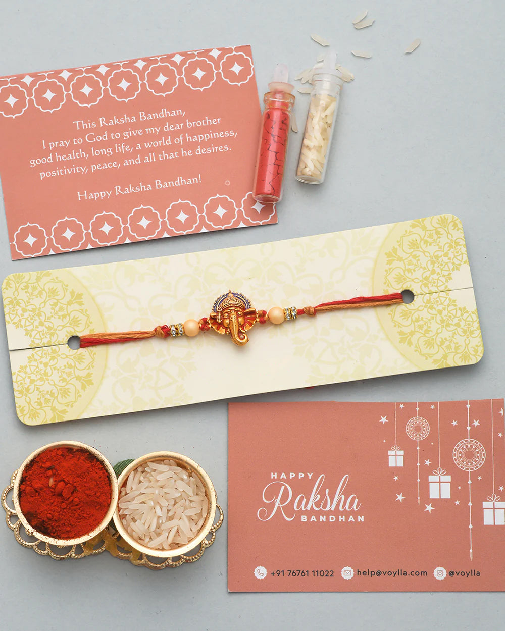 trueBrowns X Voylla Deity Inspired CZ Embellished Ganpati Rakhi | Grocsy