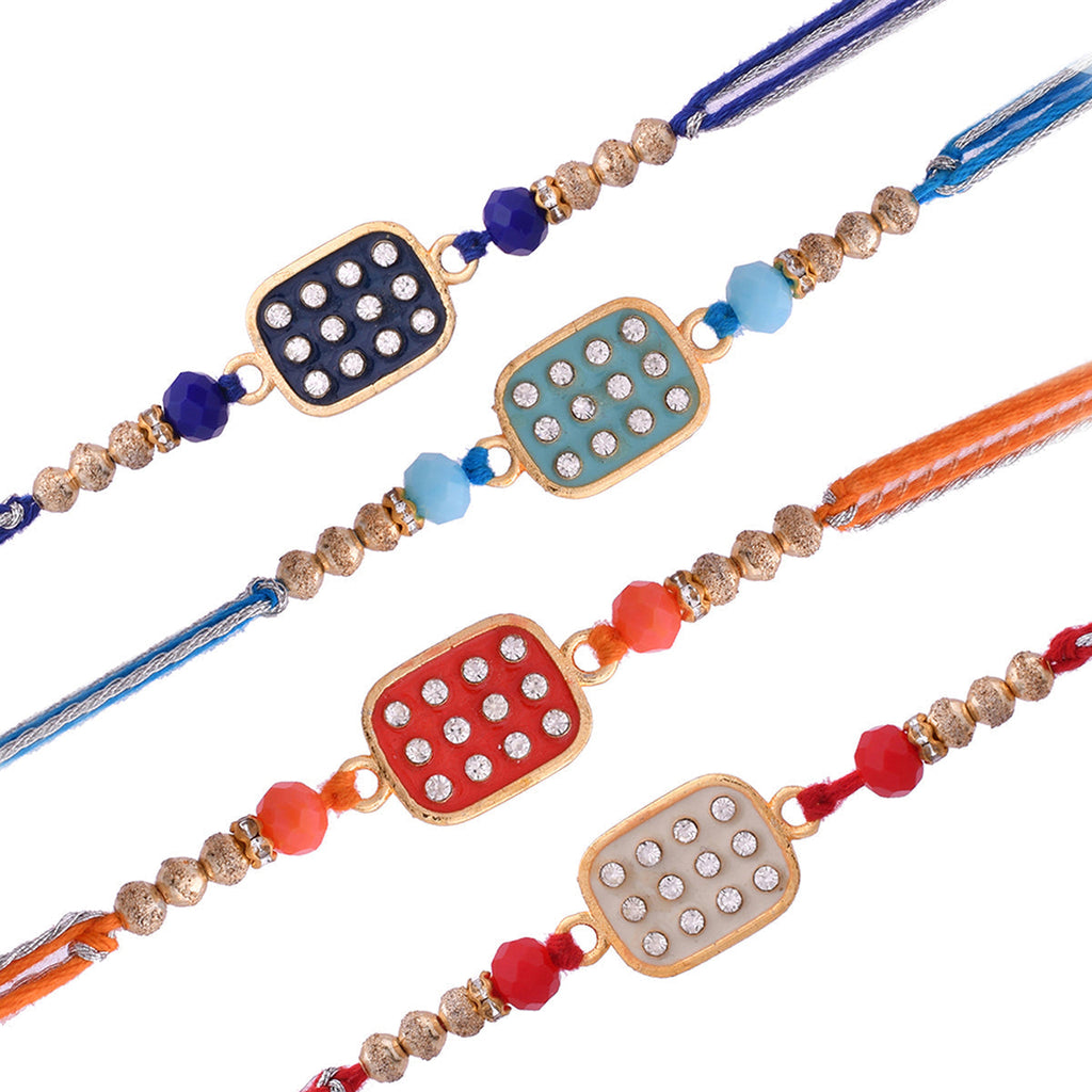 trueBrowns X Voylla Set of 4 Colorful Meenakari Enamel Work Rakhi | Grocsy