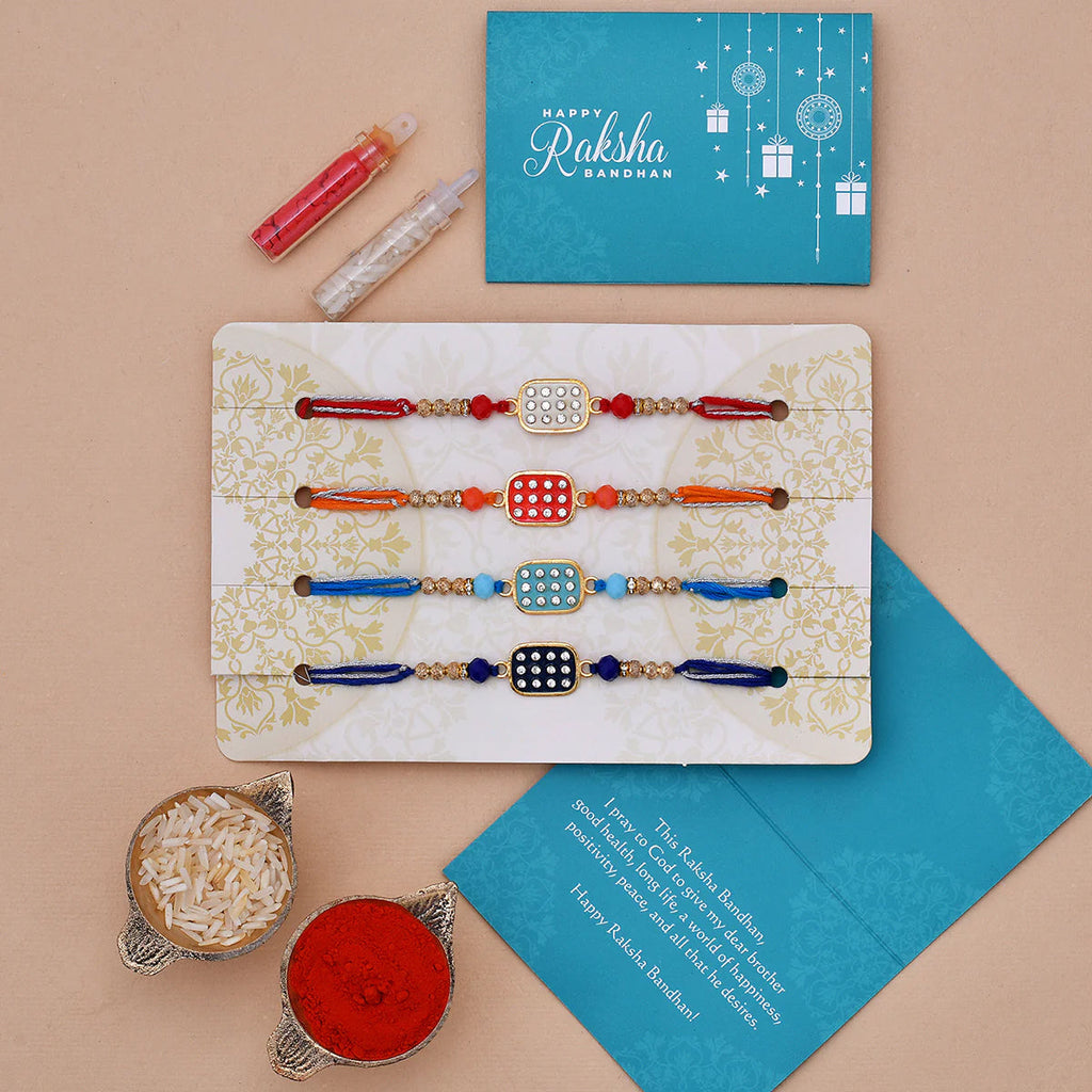 trueBrowns X Voylla Set of 4 Colorful Meenakari Enamel Work Rakhi | Grocsy