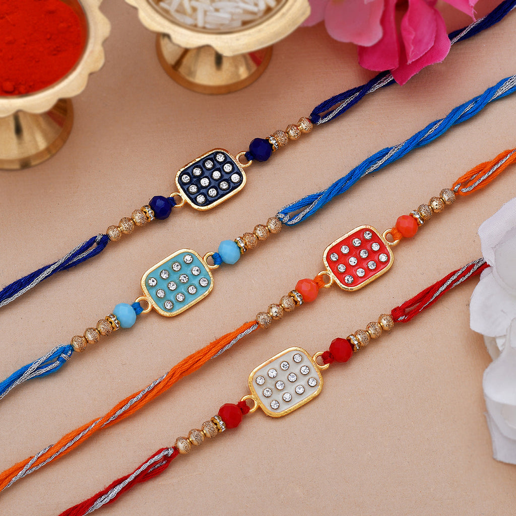 trueBrowns X Voylla Set of 4 Colorful Meenakari Enamel Work Rakhi | Grocsy