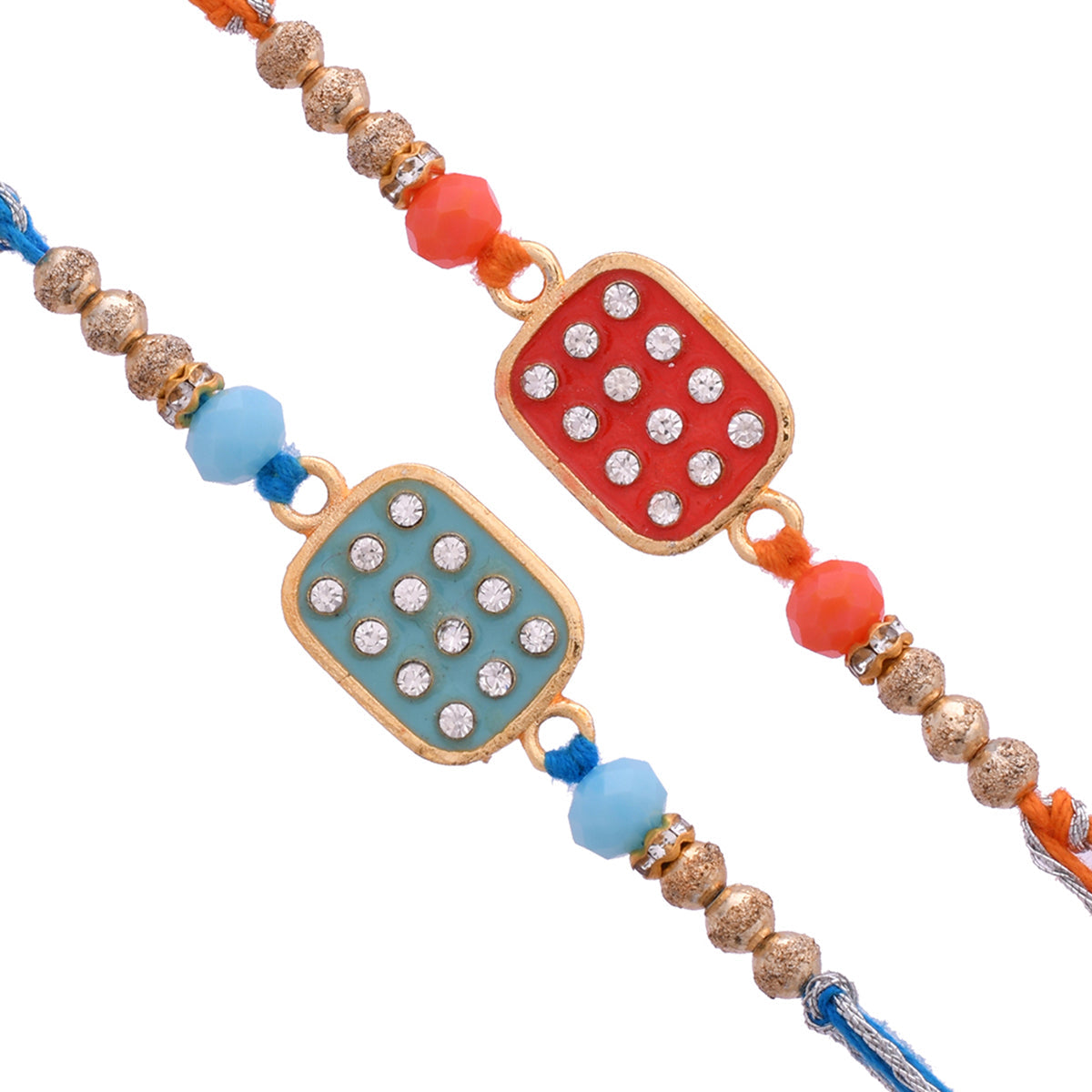 trueBrowns X Voylla Set Of 2 Red & Blue Enameled Rakhi | Grocsy