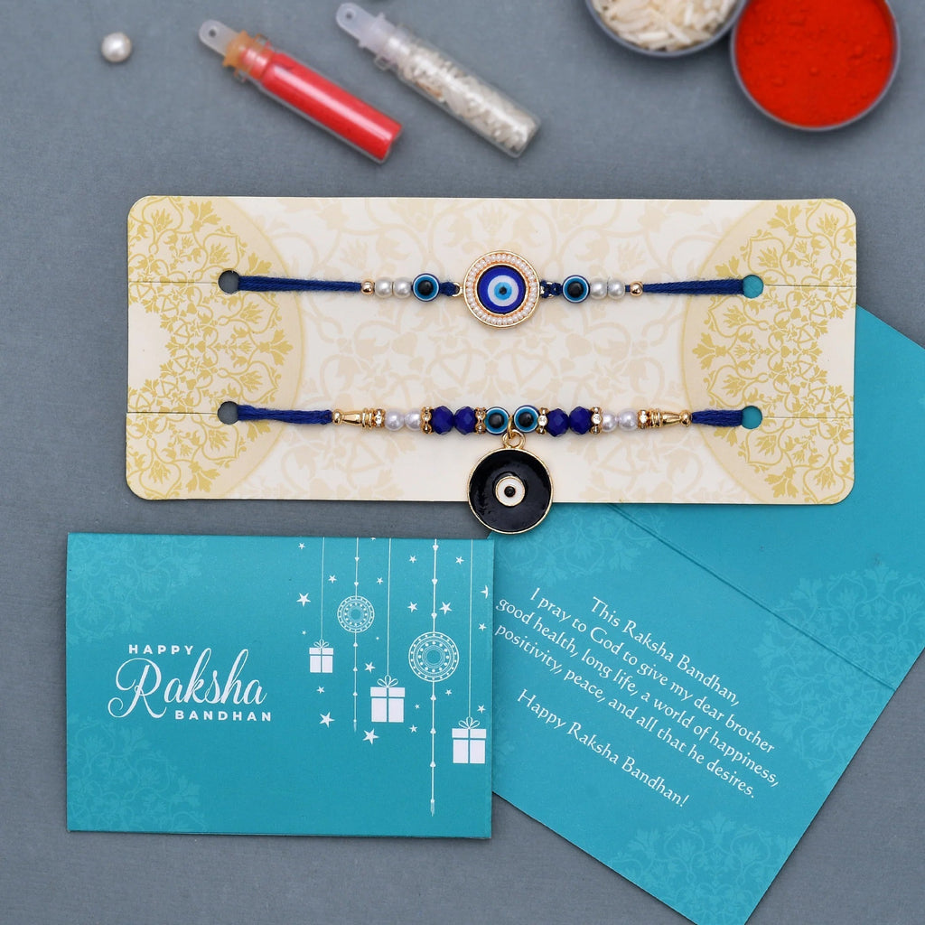 trueBrowns X Voylla Set of 2 Evil Eye Motif Rakhis | Grocsy