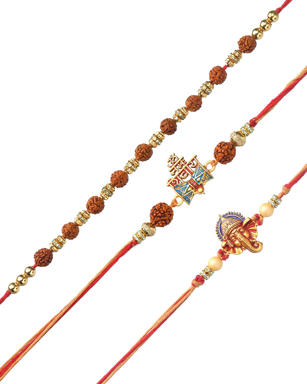 trueBrowns X Voylla Set Of 3 Auspicious Rudraksha Studded Rakhis | Grocsy