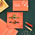 trueBrowns X Voylla Pack of 2 Green Lord Krishna And Blue Peacock Rakhi | Grocsy