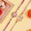 trueBrowns X Voylla Pack of 2 Meenakari Kundan Floral And Elephant Rakhi | Grocsy