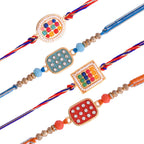 trueBrowns X Voylla Set of 4 Meenakari Kundan Embellished Rakhi | Grocsy
