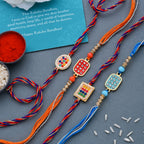 trueBrowns X Voylla Set of 4 Meenakari Kundan Embellished Rakhi | Grocsy