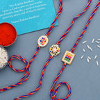trueBrowns X Voylla Set of 3 Colorful Beads Studded Thread Rakhi | Grocsy