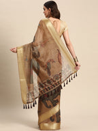 Multicolor Cotton Blend Printed Kalamkari Saree with Unstitched Blouse - Hiral Fashion | Grocsy