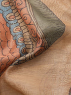 Multicolor Cotton Blend Printed Kalamkari Saree with Unstitched Blouse - Hiral Fashion | Grocsy