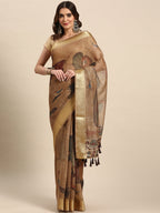 Multicolor Cotton Blend Printed Kalamkari Saree with Unstitched Blouse - Hiral Fashion | Grocsy