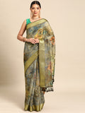 Multicolor Cotton Blend Printed Kalamkari Saree with Unstitched Blouse - Hiral Fashion | Grocsy