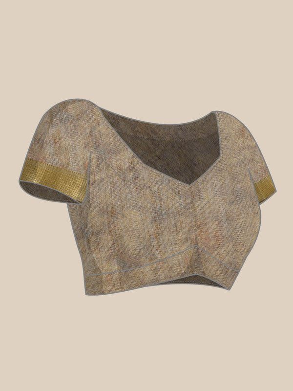 Multicolor Cotton Blend Printed Kalamkari Saree with Unstitched Blouse - Hiral Fashion | Grocsy